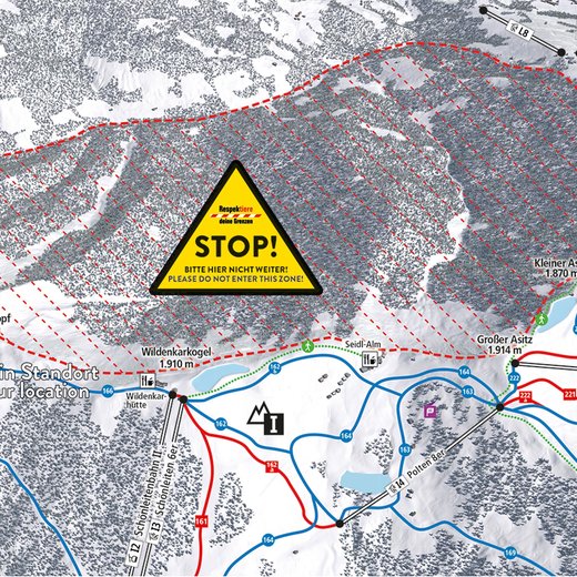 Warnbild, Respektiere deine Grenzen | © Bergbahnen Fieberbrunn