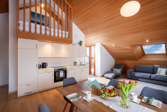 Küche mit Wohnzimmer