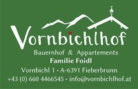 Visitenkarte Vornbichl Vorderseite Visitenkarte Vornbichl Vorderseite