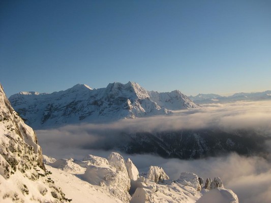 Blick von der Steinplatte, unserem Skigebiet!